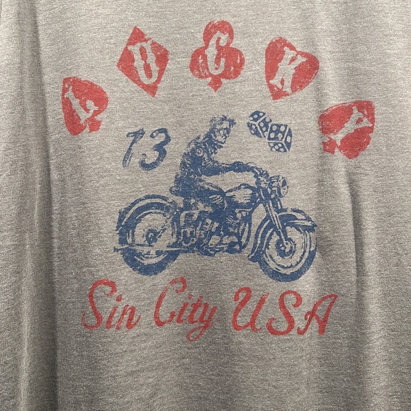 Lucky Brand Short Sleeve Crew Neck Graphic Garment Washed Distressed T Shirt - Picture 4 of 7